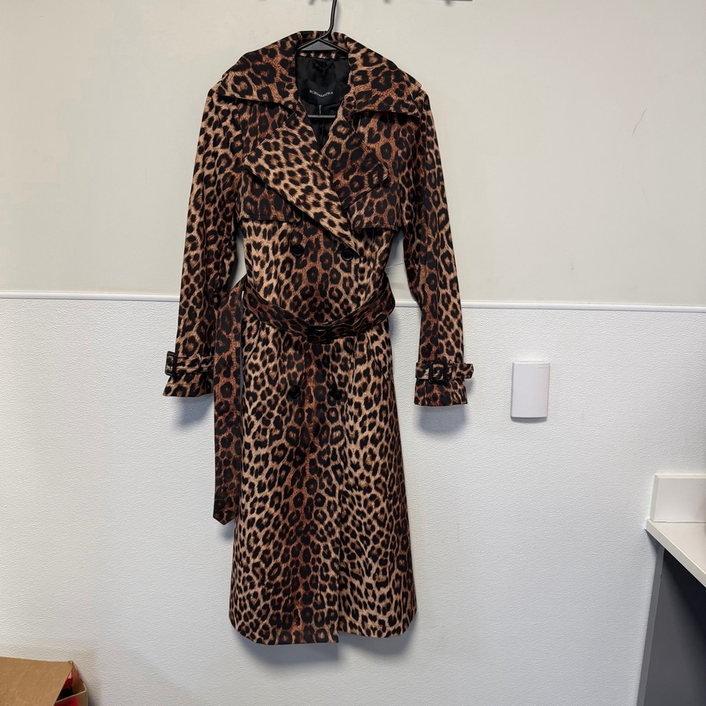 BCBGMAXAZRIA Leopard Trench Coat XS Brown Black New NWT $298 Water resistant - Picture 6 of 16
